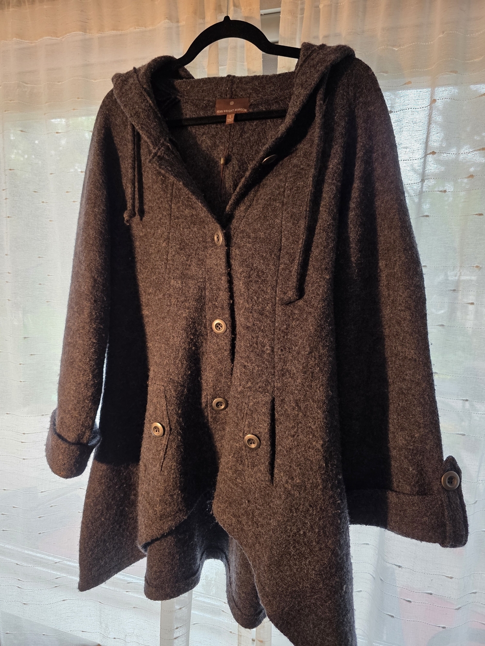Fenn Wright Manson Hooded Wool-Blend Cape Coat in Dark Gray